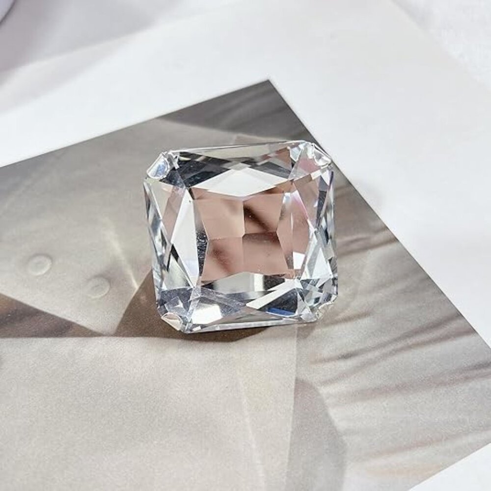 White Exaggerated Large Square Rhinestone Stateme… - image 2